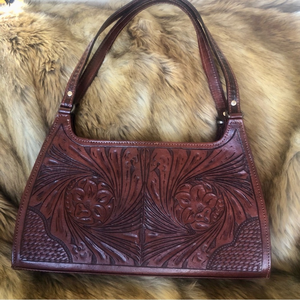 Vintage Tooled Shoulder Handbag - Picture 2 of 4